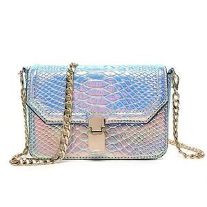 5487 Hologram Snake Skin Leather Shoulder Bag Crossbody Bag with Chain